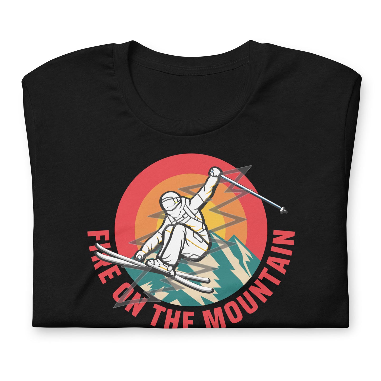 Skiing Fire On The Mountain - Cotton Tee Shirt