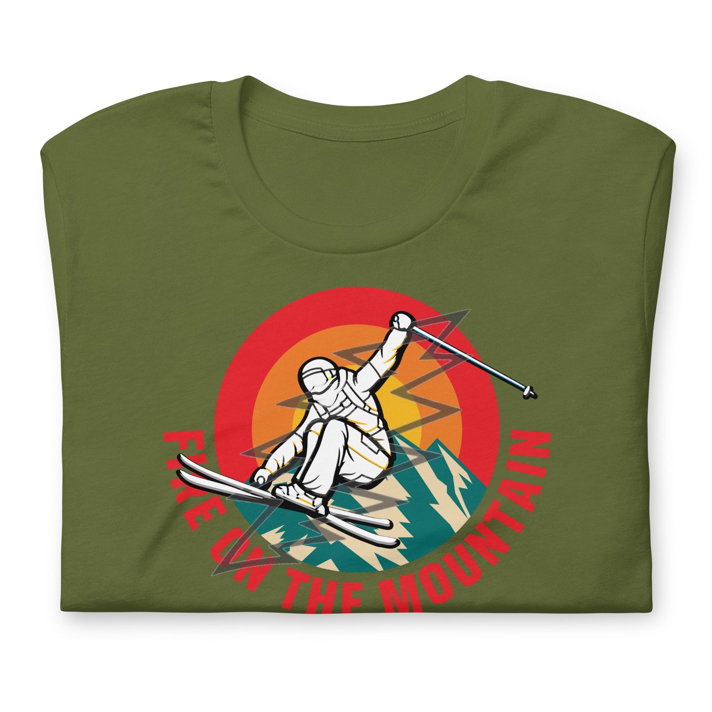 Skiing Fire On The Mountain - Cotton Tee Shirt