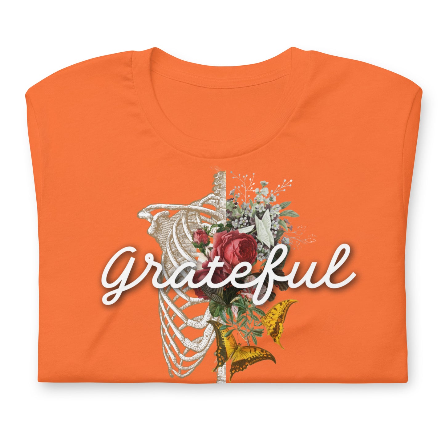 Grateful Rose and Butterfly - Cotton Tee Shirt