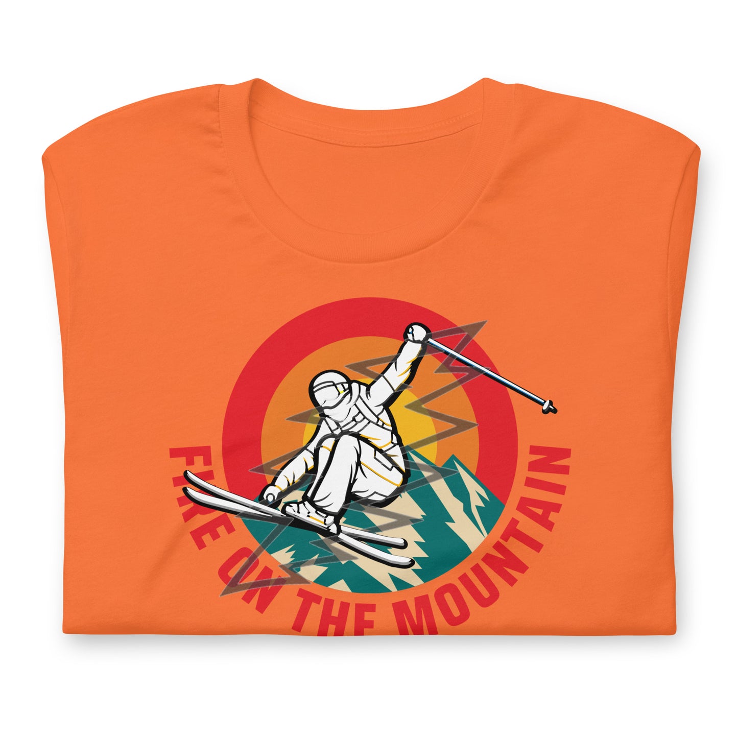 Skiing Fire On The Mountain - Cotton Tee Shirt