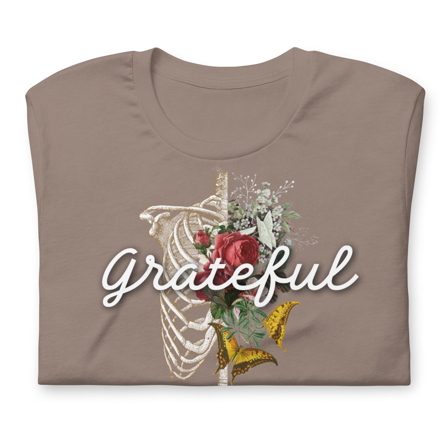 Grateful Rose and Butterfly - Cotton Tee Shirt