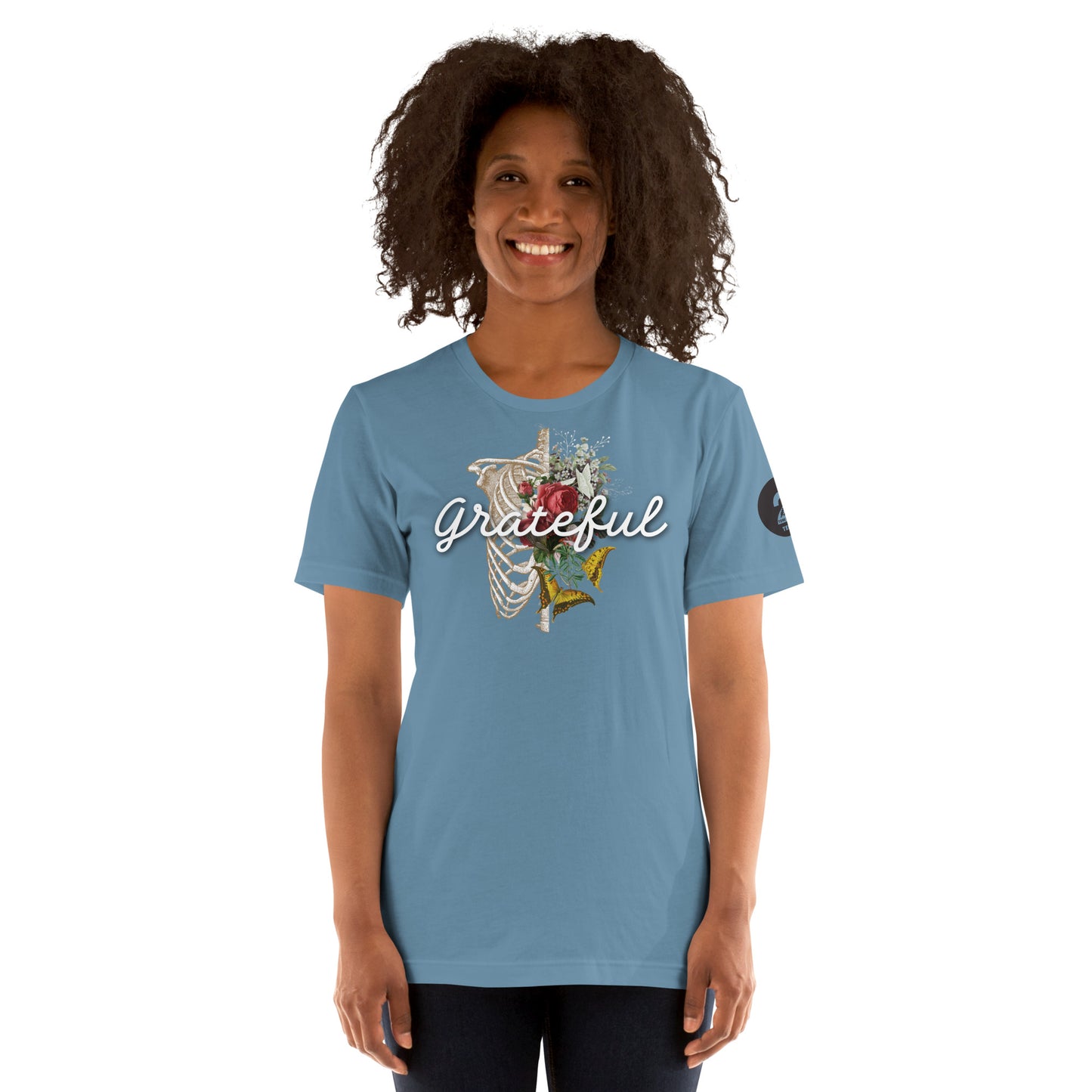 Grateful Rose and Butterfly - Cotton Tee Shirt