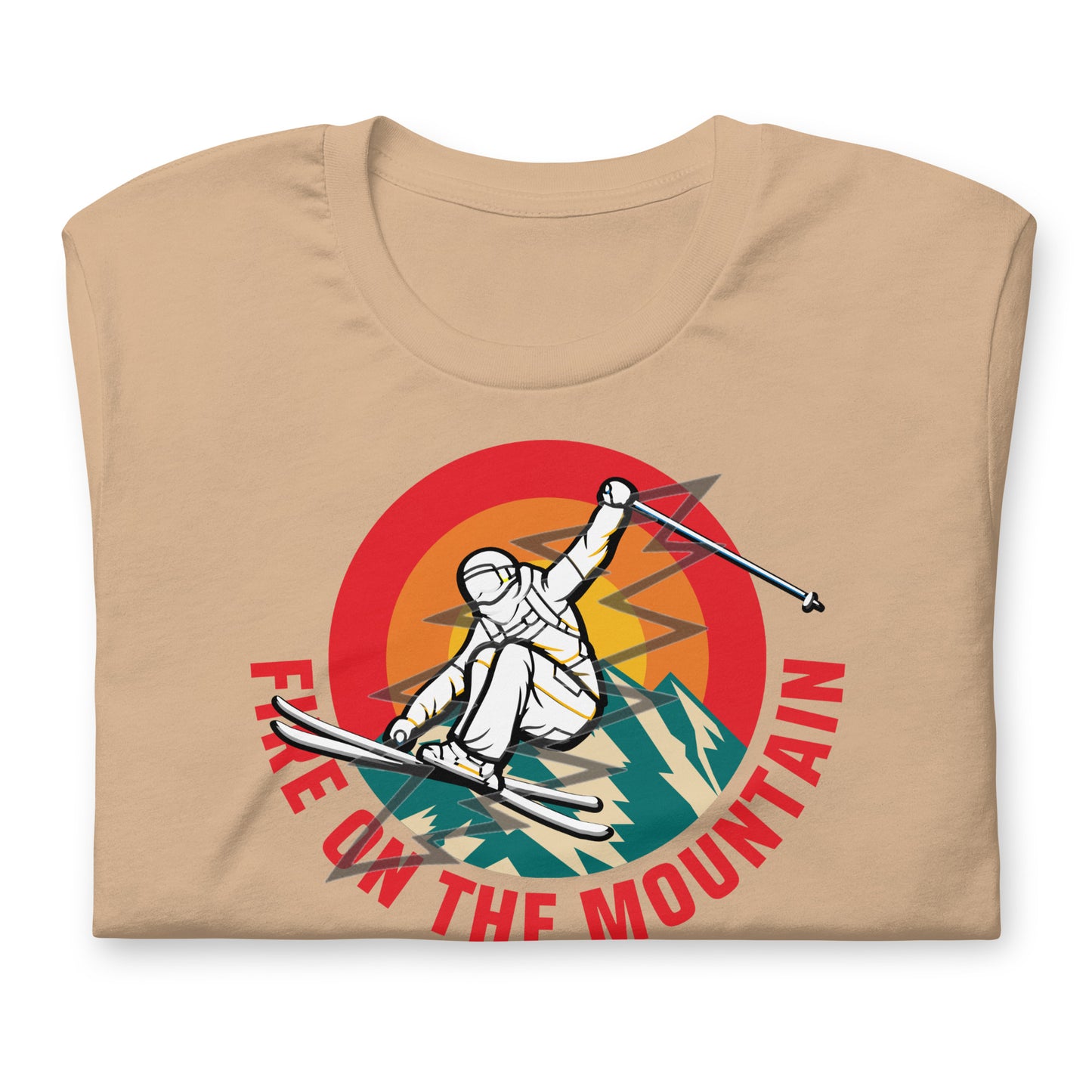 Skiing Fire On The Mountain - Cotton Tee Shirt