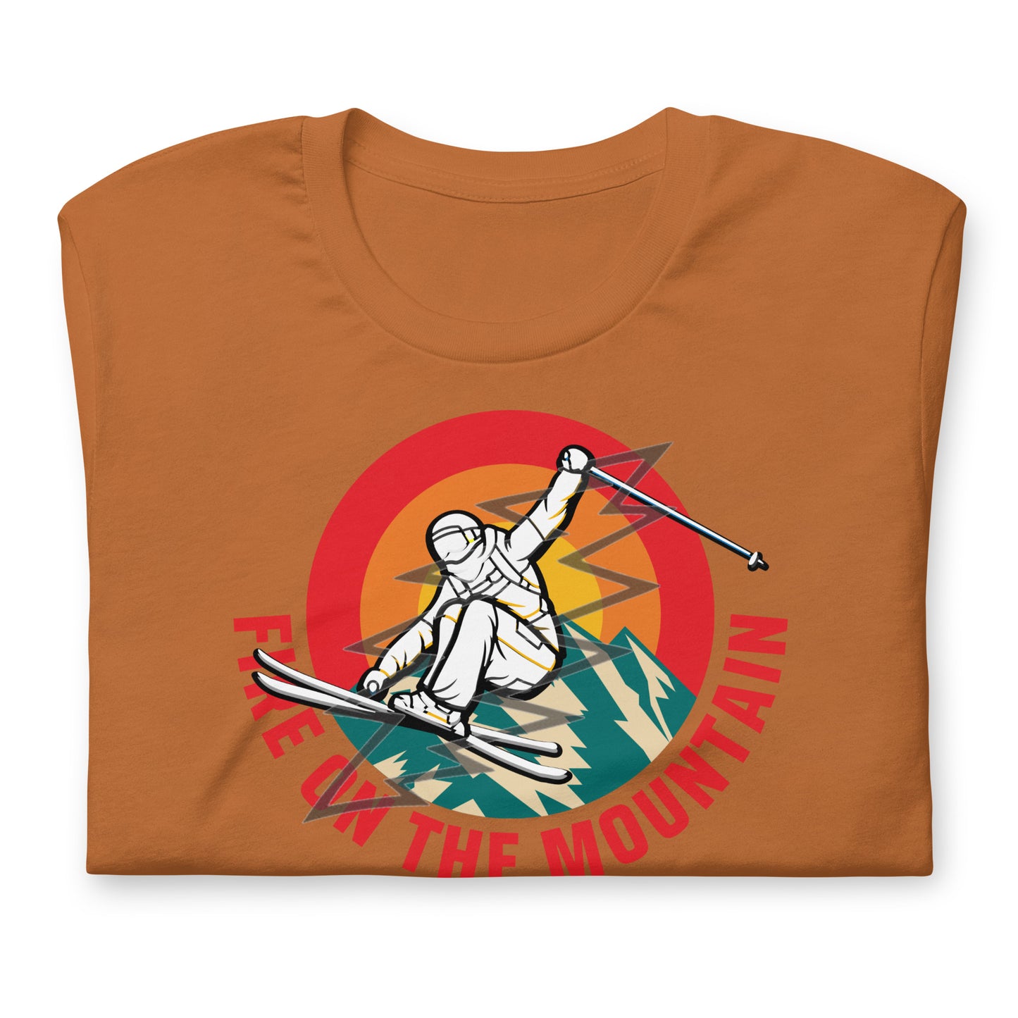 Skiing Fire On The Mountain - Cotton Tee Shirt